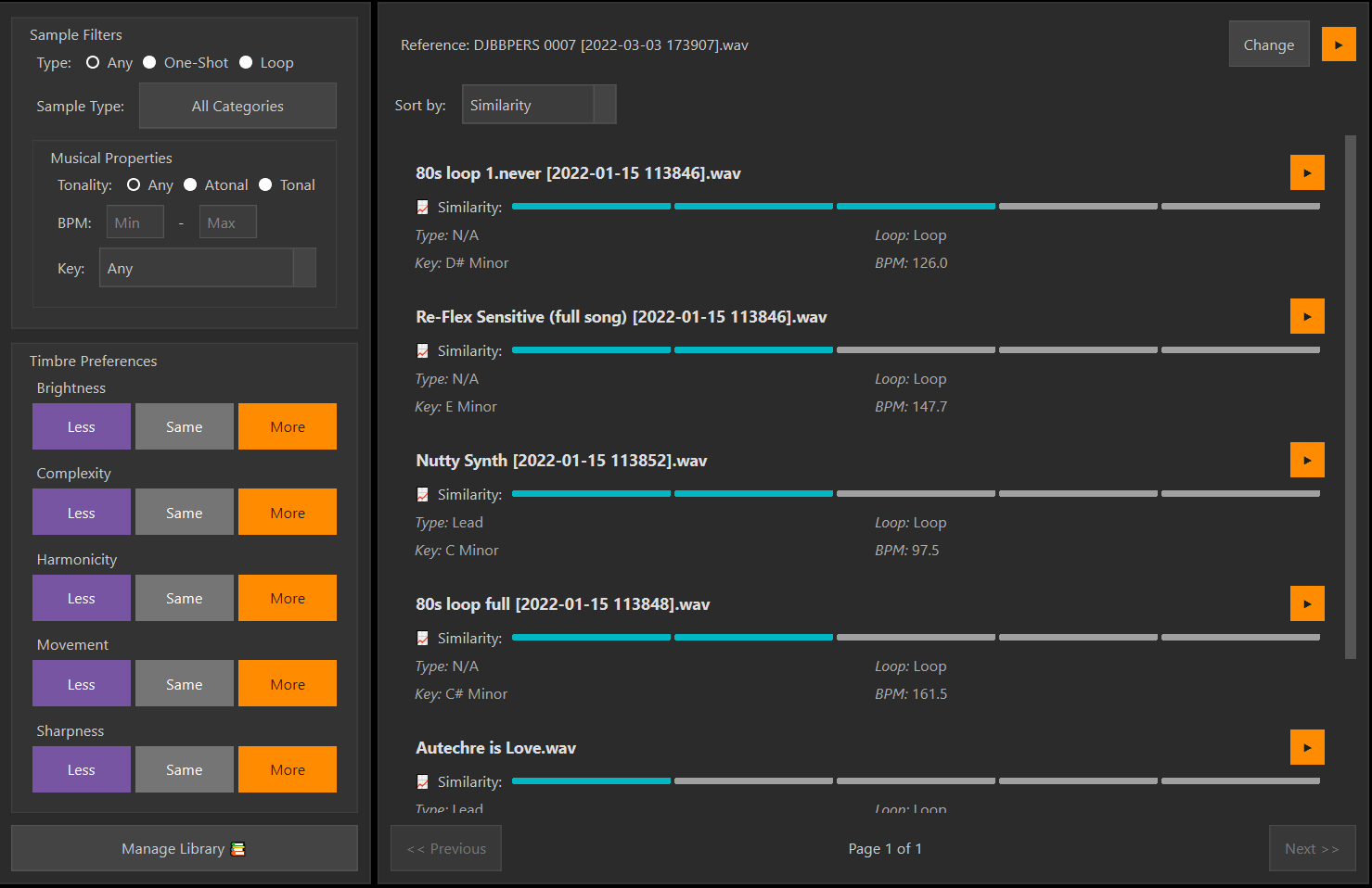 curator search results interface